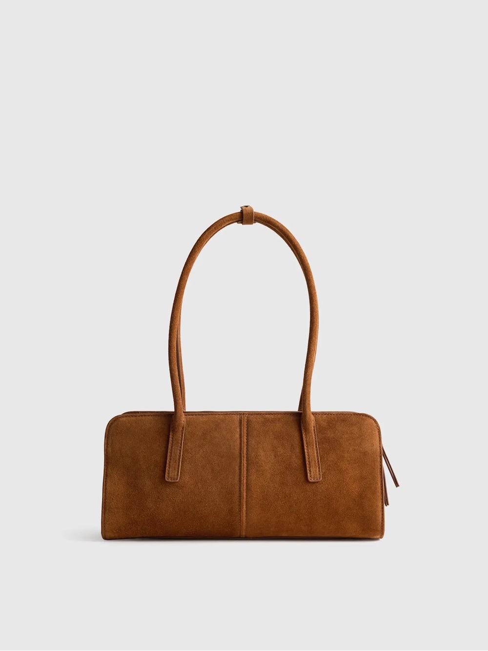 Quince Bea Cognac Suede Long-Handle Shoulder Bag